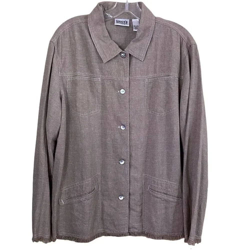 Chico's DesignāLinenāFringeāBottomāJacketāSizeā3